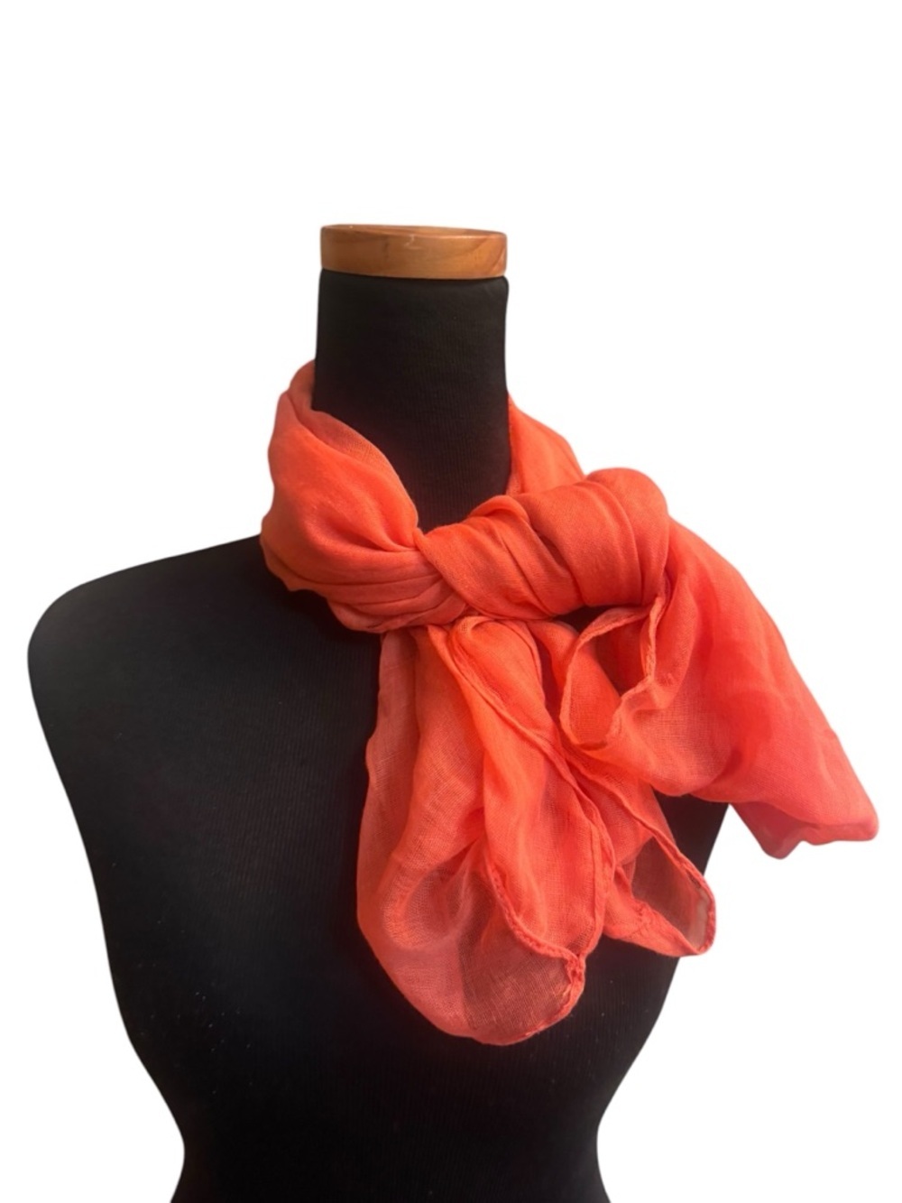 INFINITY TUBE SCARF Coral Orange Color Linen Blend Summer Wedding Vacation OS